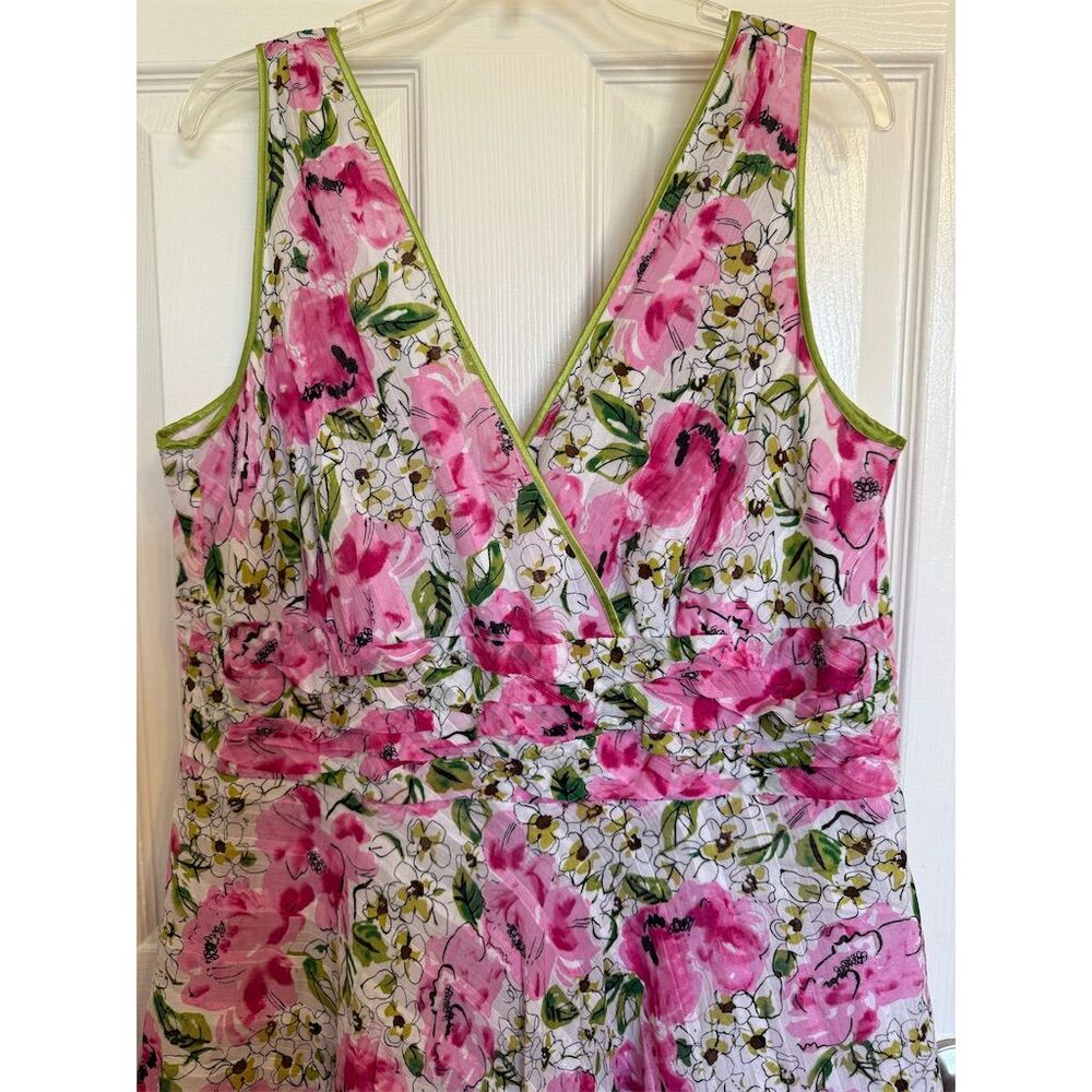 Dressbarn Woman Plus Size 18 Floral V-Neck Sleeveless Knee Dress - Picture 4 of 8